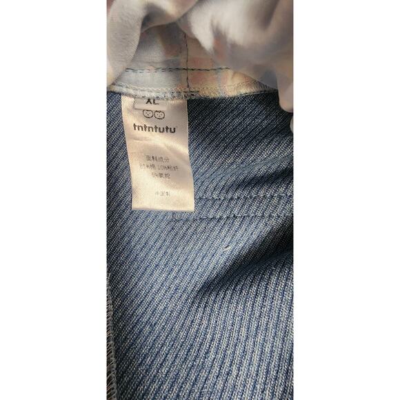 TNTNTUTU Women's Ruffled Splice Plaid Flared Pants Size XL Multicolor Blue - Picture 8 of 8